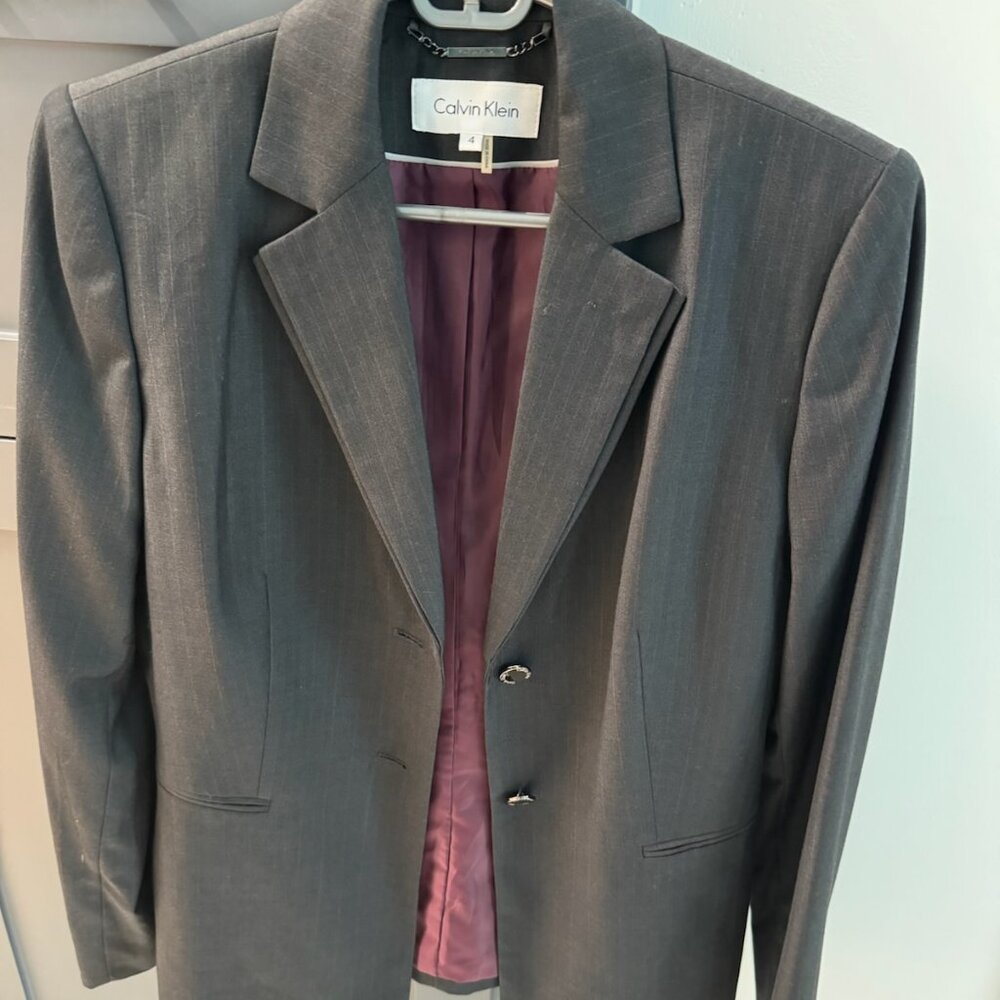 Calvin Klein Gray Pin-Striped Blazer